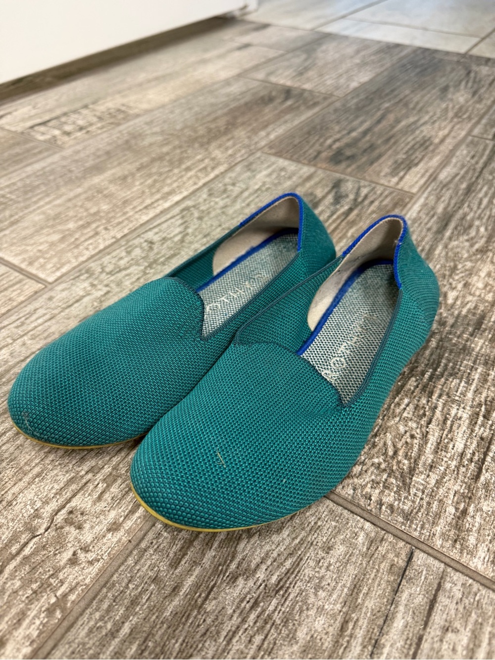Rothy’s Teal Rounded Slip-On Flats